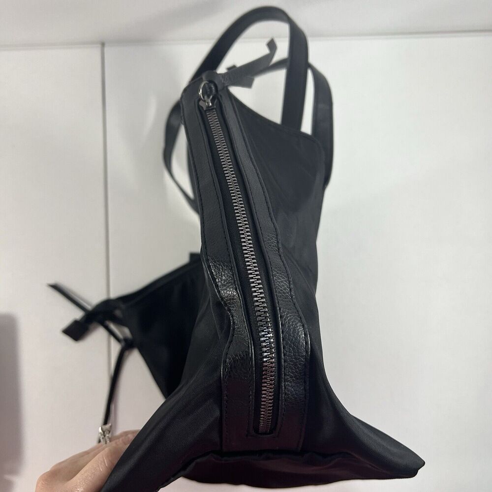 Botkier New York Black Nylon Tote‎ Vegan Leather Trim Zipper Shoulder Bag NEW - Picture 8 of 14